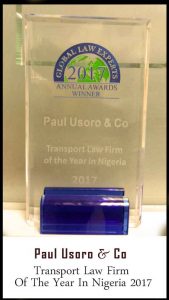 Paul Usoro & Co. Transport Law Firm of the Year, 2017